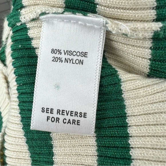 Fitz + Eddi Green & Cream Striped Ribbed Knit Tank Top Size M - Picture 6 of 6